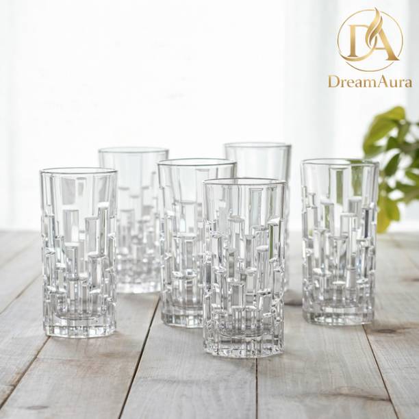 DreamAura (Pack of 6) 280 ml Juice Glass | Drinking Glass for Juice, Lassi, Cold Coffee Glass Set Cocktail Glass