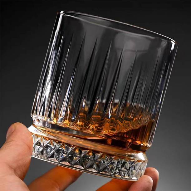 SP ENTRPRISE (Pack of 6) Fashioned Whiskey Glass - Heavy Base Rocks Barware Glasses for Scotch Glass Set Beer Glass