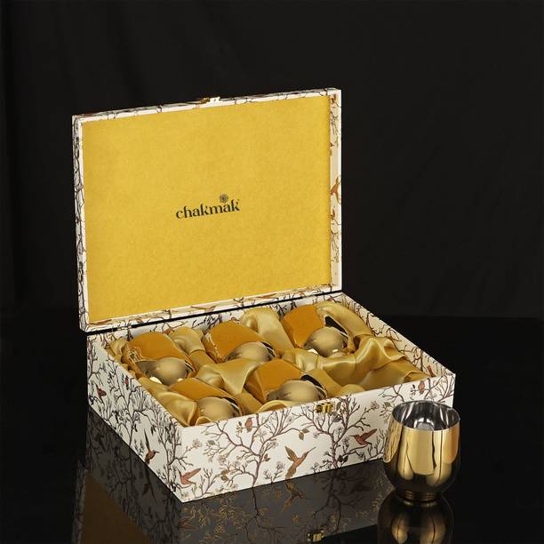 Chakmak (Pack of 6) Amelia Gold PVD Coating Gift Glass Set Water/Juice Glass
