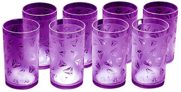 Finner (Pack of 8) Plastic Unbreakable Stylish Glass Set |Water, Juice, Glass|(Purple- 8 Piece) Glass Set Water/Juice Glass