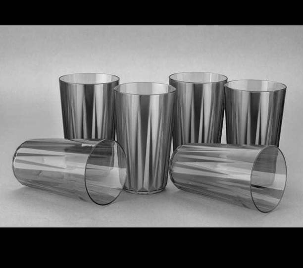 Finner (Pack of 6) Plastic Unbreakable Stylish Glass Set |Water, Juice, Wine Glass|(Grey,6 Pcs) Glass Set Water/Juice Glass