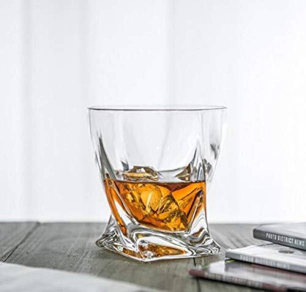 KEITSI (Pack of 2) Premium 300ml Twist Designed Crystal Glasses Set of 2 Glass Set Whisky Glass