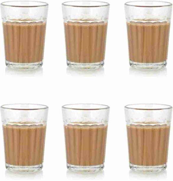 स्माइलरी (Set of 6)100 ML Tea Cups Chai Glass Cup Cutting Chai Glass Tea Set Coffee glass ग्लास सेट