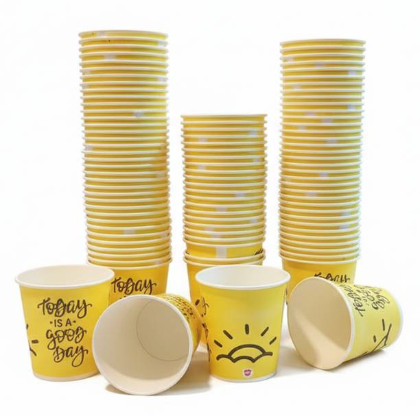 Siya (Pack of 100) Disposable Paper Cups Glass Set Water/Juice Glass