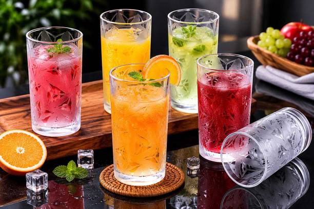 SUPURNATURALSENTERPRISES 6 Premium Unbreakable Diamond Glass Set Water/Juice Glass
