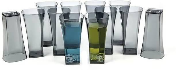 Sorath (Pack of 12) Squarish Black Glass_Set of 12 Glass Set Water/Juice Glass