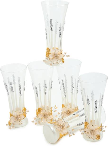 SAJJA KREATION (Pack of 6) Classic Tall Glassware for Milkshakes, Smoothies, Cold Drinks/faluda & Cocktails Glass Set Water/Juice Glass