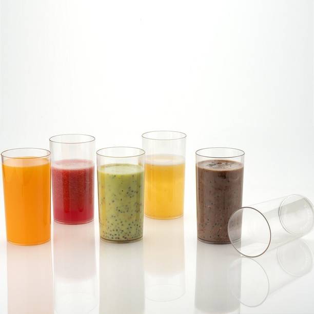 गैम्बिट Heavy unbreakable Stylish Plastic Clear look fully Transparent Glasses Set 330ml (6pcs) ग्लास सेट