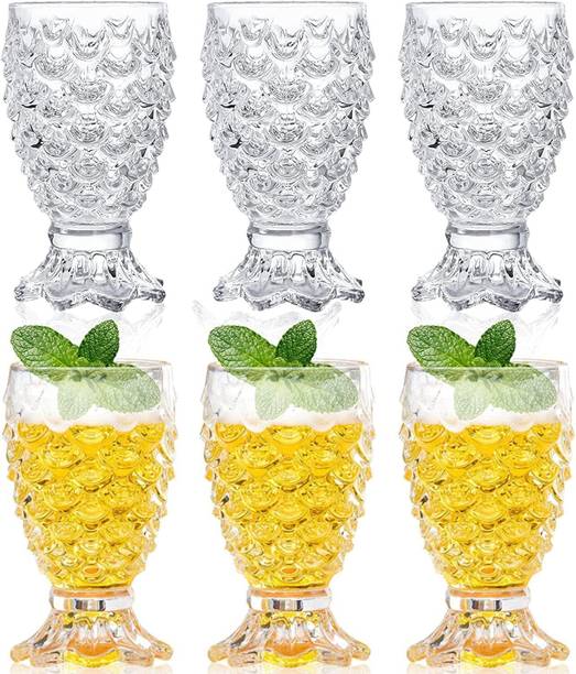 SMILERY (Pack of 6) glass Juice glass Fish Scale Design Glass Set Water/Juice Glass