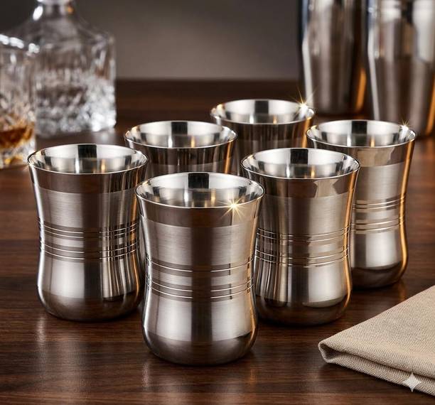 sv enterprisestore Stainless Steel Jumbo Water Glass-6 pcs Glass Set Water/Juice Glass