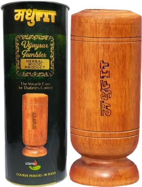 MADHUFIT Sugar Control Glass | Vijaysar Herbal Tumbler Glass Water/Juice Glass