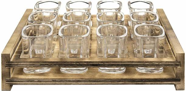 VLKMK (Pack of 12) Shot Glass Set with Heavy Base, 60 ML Square Shot Glasses, pack of 12 Glass Set Shot Glass