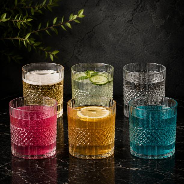 Eddux (Pack of 6) 350ML Plastic Water Glass For Home Kitchen Office Reusable Drinking Tumbler Glass Set Water/Juice Glass