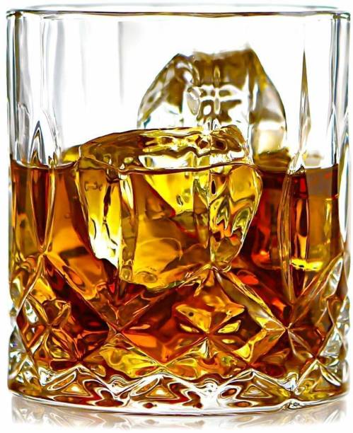 VLKMK (Pack of 6) Diamond Crystal Cut Whiskey Glasses , Bar Glass for Drinking Bourbon, Whisky, Scotch, Cocktails, Cognac- Old Fashioned Cocktail Tumblers (pack of 6 , 350ml) Glass Set Whisky Glass
