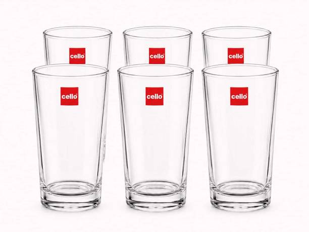 cello (Pack of 6) Siena Stylish Clear Glass Tumblers for Home & Dining, Pack of 6 Glass Set Water/Juice Glass