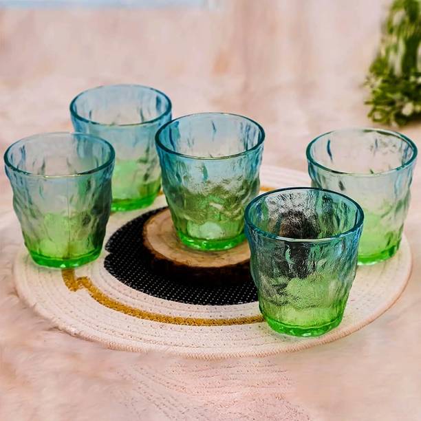 BLLUEX (Pack of 6) Glacier Touch Tumbler Tempered Drinking Glass set Tumblers for Cold Drinks Glass Set Water/Juice Glass