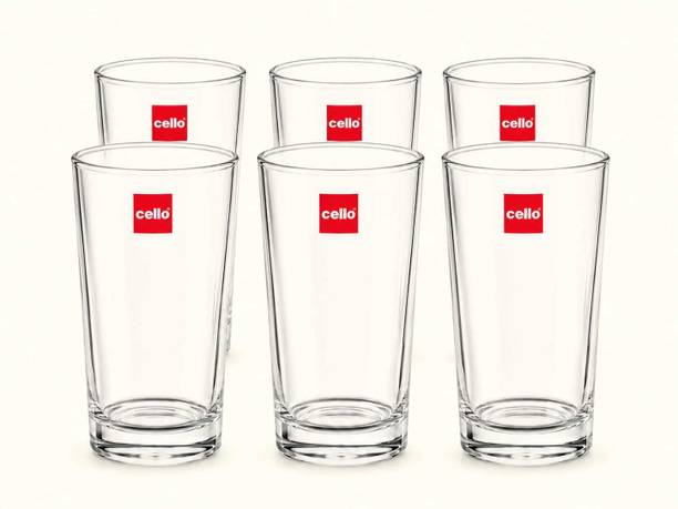 cello (Pack of 6) Siena Classic Tall Beverage Glasses, 285 ml Capacity, Set of 6 Glass Set Water/Juice Glass