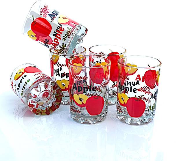 क्रॉकवेयर apple design printed water juice milk glass ग्लास सेट