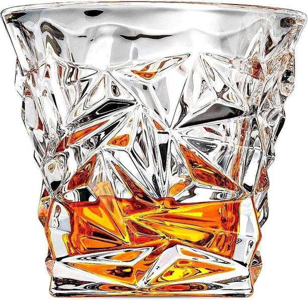 MOGADGET Diamond Crystal Cut Whiskey Glasses 300 ml Bar Glass for Drinking Glass Set Beer Glass