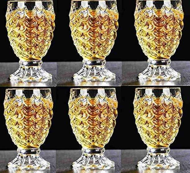 SMILERY (Pack of 6) (Pack of 6) 250 ml set of 06 Fancy Juice Glasses Set, Pineapple Shape Glass Set Water/Juice Glass