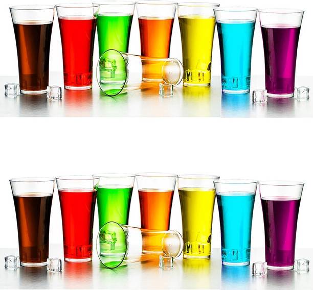 BELLERBIRD (Pack of 16) Premium quality clear Jucie glass Unbreakable Stylish Transparent Glass Set Water/Juice Glass