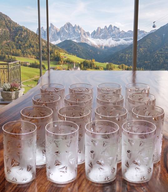 MR CORPORATION (Pack of 16) Diamond Prism Design Premium Serving Glass Glass Set Water/Juice Glass