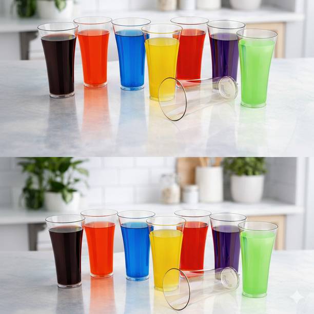 BELLERBIRD (Pack of 16) Premium quality clear Jucie glass Unbreakable Stylish Transparent Glass Set Water/Juice Glass