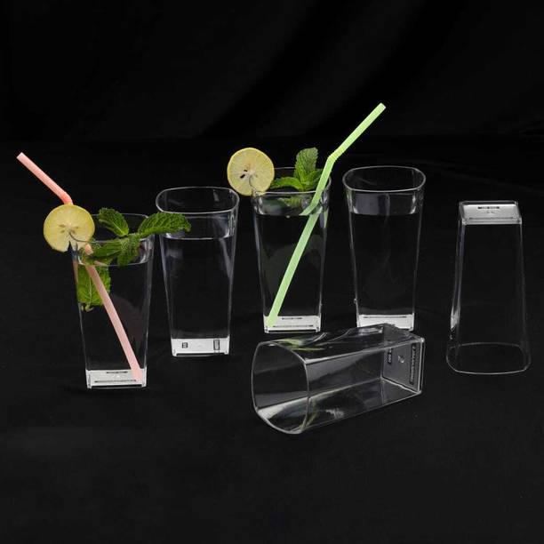 Allwyn (Pack of 6) Prism With Feather Designe Shape Water Glasses Juice Glass Set For Kitchen Glass Set Water/Juice Glass
