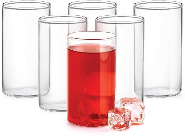 TRU'S (Pack of 6) Borosilicate Glass Glass, Serves Water, Cold Drinks, Juice, Milk Glass Set Water/Juice Glass
