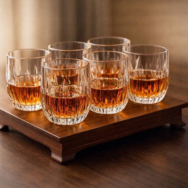 CRYSTIVA (Pack of 6) CRY Round line Glass Set Whisky Glass