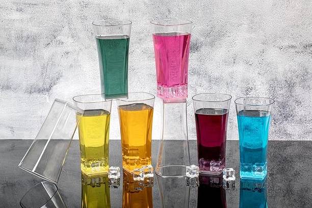 Sorath (Pack of 8) Squarish Clear Glass_Set of 8 Glass Set Water/Juice Glass