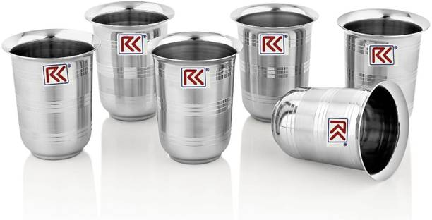 Rk (Pack of 6) 18Guage Mayuri 8Kt Premium Stainless Steel Deep Royal Touch Finish Glass Set Water/Juice Glass
