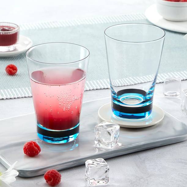 BOROSIL 250ml x 2pc Orra Blue Color Glass Set for Home, Parties & Gifting Glass Set Water/Juice Glass