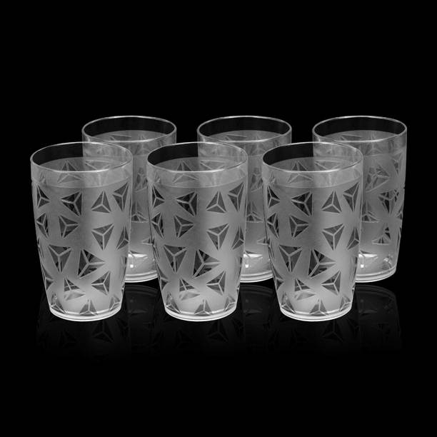 BELLERBIRD (Pack of 6) 100% Unbreakable Curved Shape Prism Pattern Glass Set Water/Juice Glass