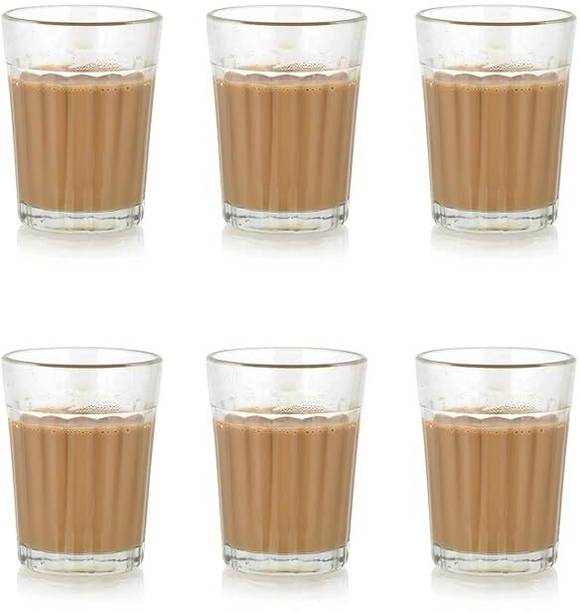 OURVIC (Pack of 6) Tapri Style Tea Glass For Home Kitchen | Chai Glass For Coffee and Beverages Glass Set Hot Beverage Glass