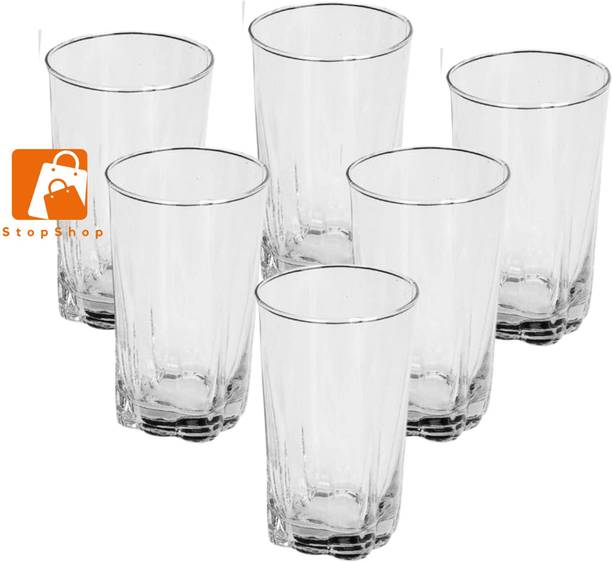 StopShop (Pack of 6) 100%Food Grade Cold drinks || Tea Coffee Milk Daily use Glass Tumbler Glass Set Water/Juice Glass