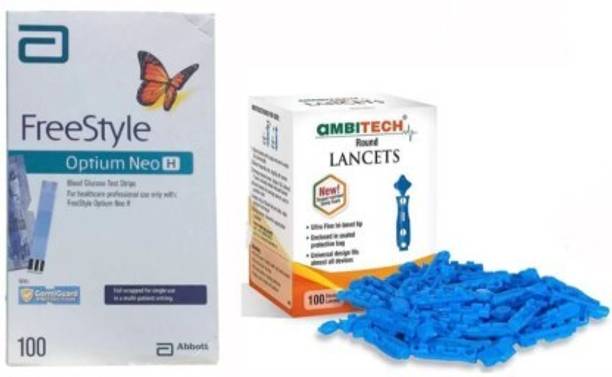 Wellstar NEO H 100 Test Strip and ambitech Glucometer Lancets