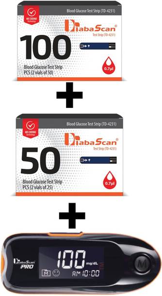 DIABASCAN Glucose Test Strips with Free Glucometer 150 Glucometer Strips