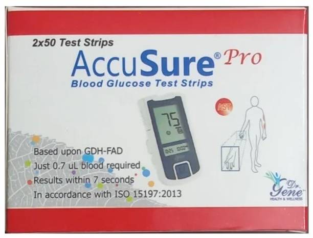 AccuSure Pro (2x50) Blood Glucose 100 Glucometer Strips