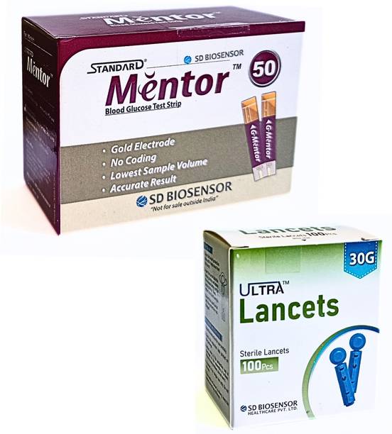 STANDARD Mentor Blood Glucose Monitoring Sterile Round Lancet (100) - 50 Glucometer Strips