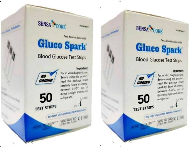 gluco spark 100 STRIPS WITH 100 Lancet | 100 Glucometer Strips