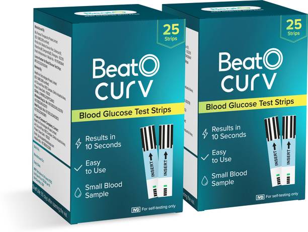 BeatO CURV Blood Glucose 50 Test Strips for Sugar Testing 50 Glucometer Strips
