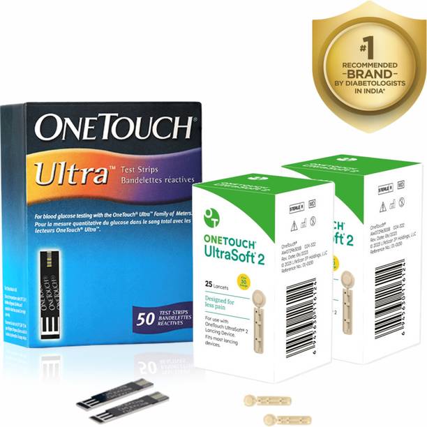 OneTouch Ultra Test Strips 50s Pack + 2 * 25's Lancets 50 Glucometer Strips