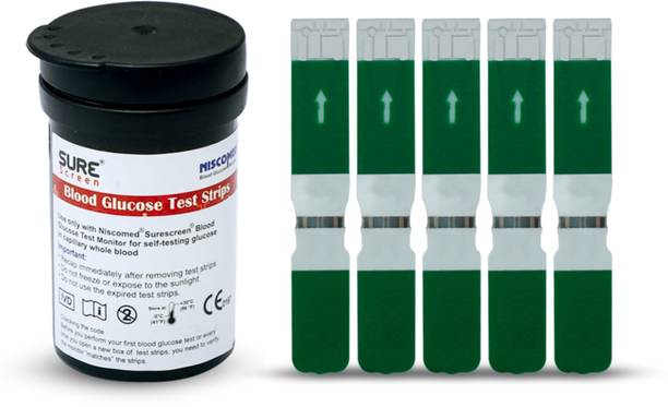 NISCOMED Sure Screen Blood Sugar Testing Strips For Checking Blood Glucose Level 50 Glucometer Strips