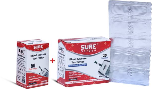 NISCOMED Glucose Test Strips 75 (Only Strips, No Glucometer) 75 Glucometer Strips