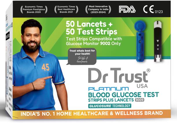 Dr Trust USA Blood Glucose Test Kit, Compatible with 9002 Model, 50 Lancets with 50 Glucometer Strips