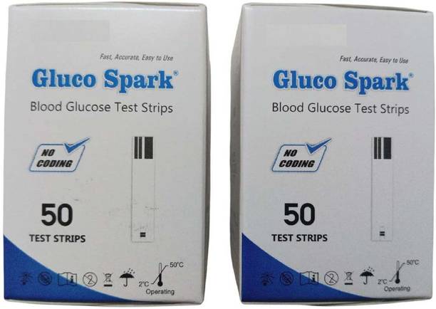 gluco spark Blood glucose test strips (50*2) 100 Glucometer Strips