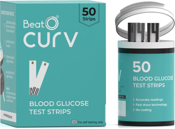 BeatO CURV Blood Glucose 50 Test Strips for Sugar Testing 50 Glucometer Strips