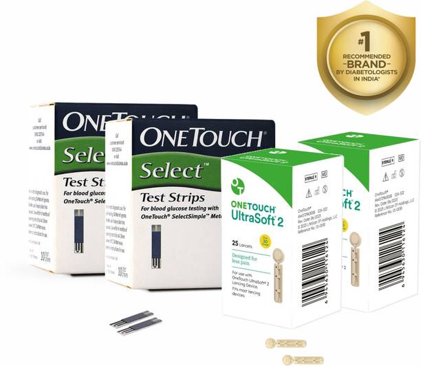 OneTouch Select 2 * 50s Pack + 2 * 25's Lancets 100 Glucometer Strips