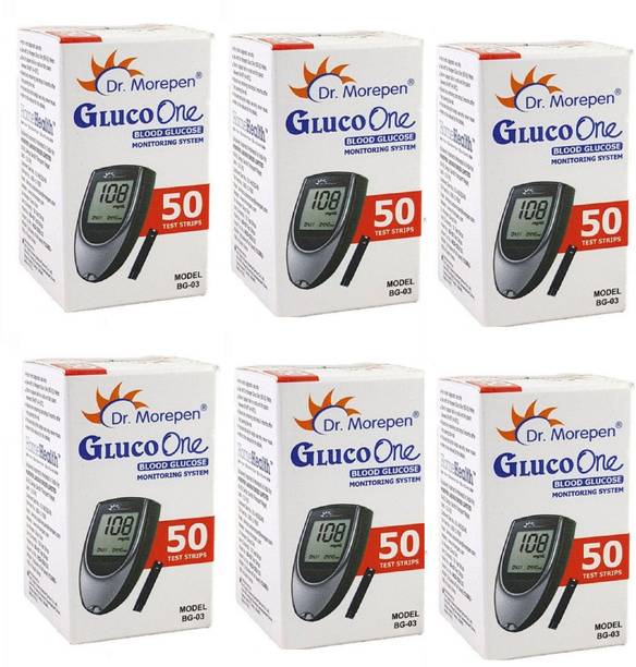 Dr. Morepen BG-03 Blood Glucose Test Strips 50s Pack (Pack of 6) 300 Glucometer Strips